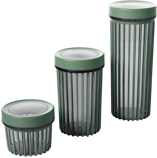 UnicUtil Set of 6 General Use Vases with Airtight Lid Plastic Green 10.5x9x10.5cm 6 Pieces
