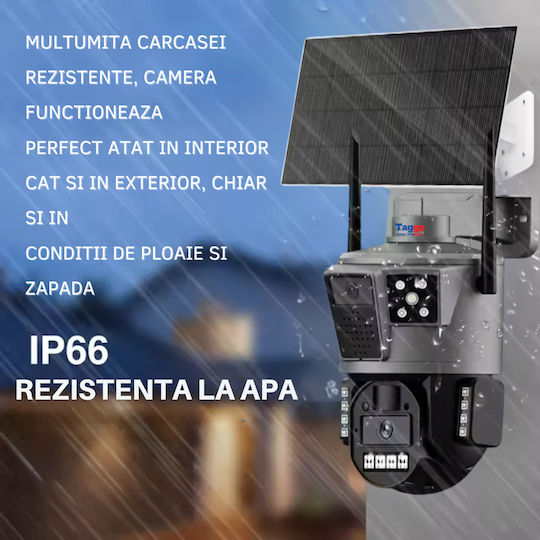 Taggo OKAM-30WSOLAR-S10-GREY-4G Cameră de Supraveghere IP 4G 4K Impermeabilă cu Baterie și Comunicare Bidirecțională