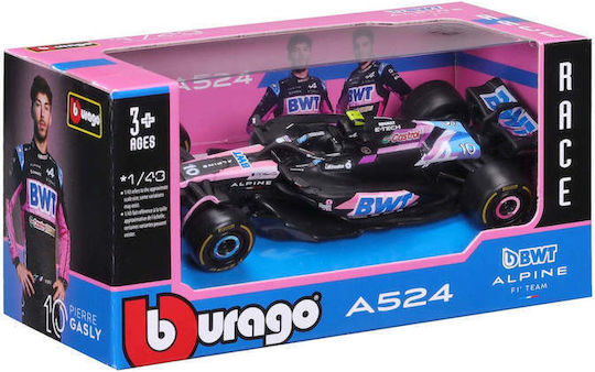 Bburago 18-38219 Метална Количка Формула 1 Alpine Bwt A524 #10 Gasly Мащаб 1:43