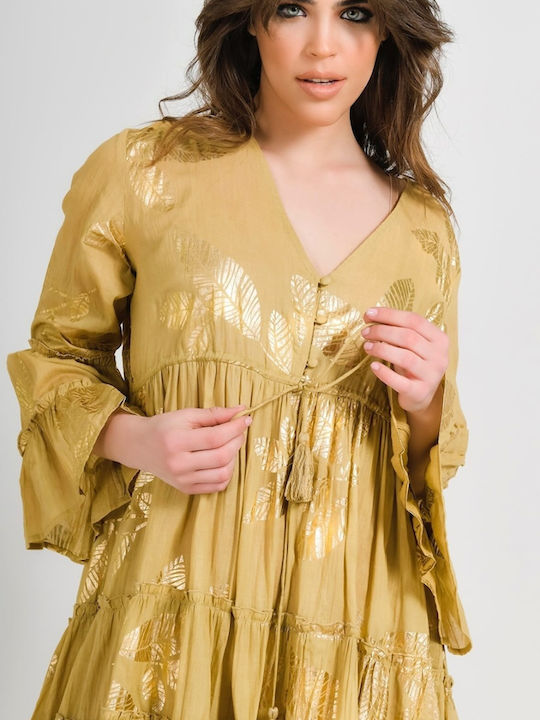 Summer Mini Dress Gold