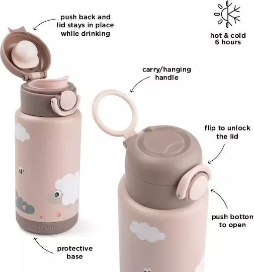 Done by Deer Kids Water Bottle Thermos Non Spill Pink 340ml