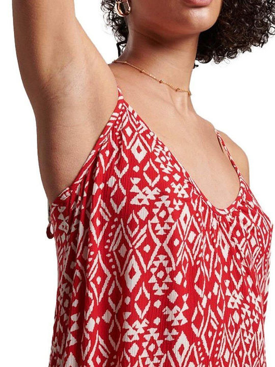 Ovin Vintage Sommer Maxi Wickel Damenkleid Rot