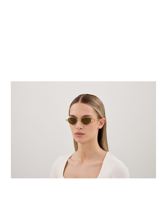 Gucci Women's Sunglasses with Gold Metal Frame and Brown Lens GG1935S 003