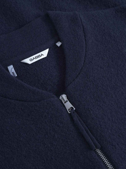 Men's Knitted Blue Fleece Jacket