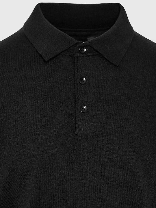 Polo Langarmbluse Schwarz