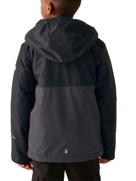 Waterproof Kids' Casual Jacket Windproof with Lining & Hood Black