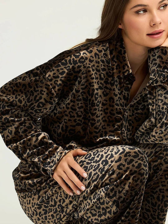 Sweatpants Jogger Velvet Animal Print