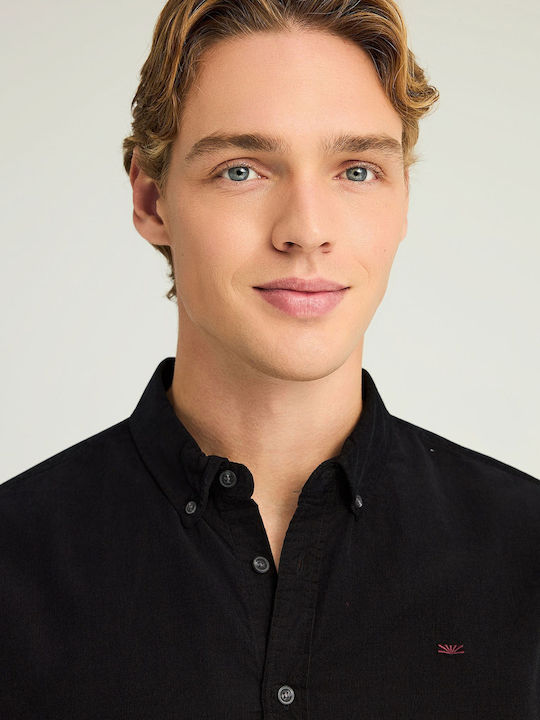 Long-sleeved Corduroy Shirt Black