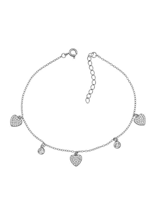 Vogue Damen Armband Kette mit Design Herz aus Silber mit Zirkon