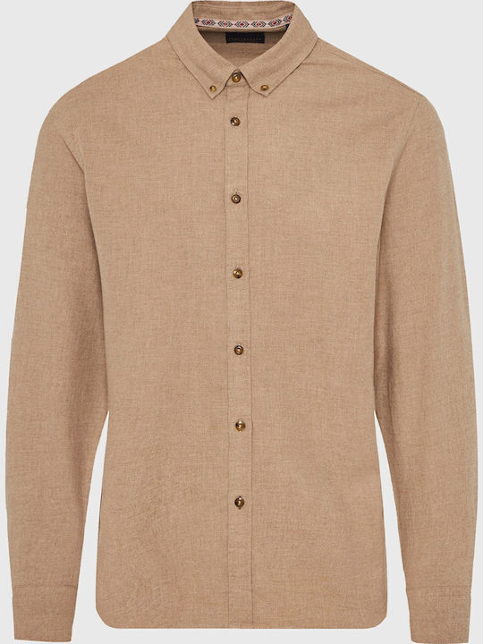Long-sleeved Cotton Shirt Brown