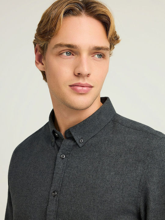 Long-sleeved Cotton Shirt Gray