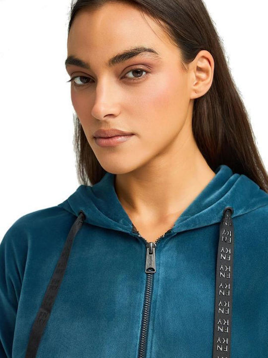 Women's Cardigan with Zipper Blue