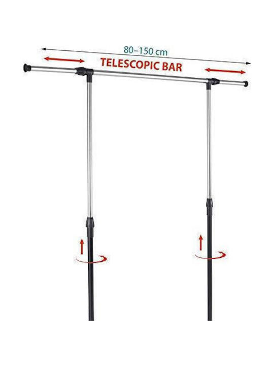 Bakaji Wheeled Floor Garment Rack made of Metal Black 89x41x93cm