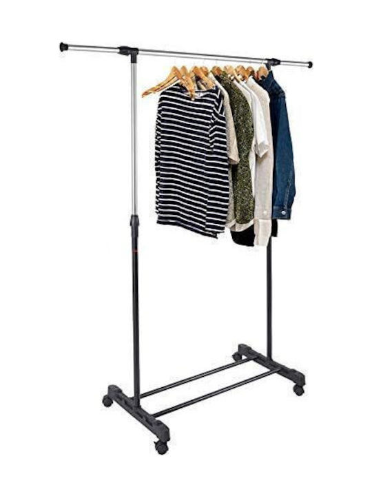 Bakaji Wheeled Floor Garment Rack made of Metal Black 89x41x93cm