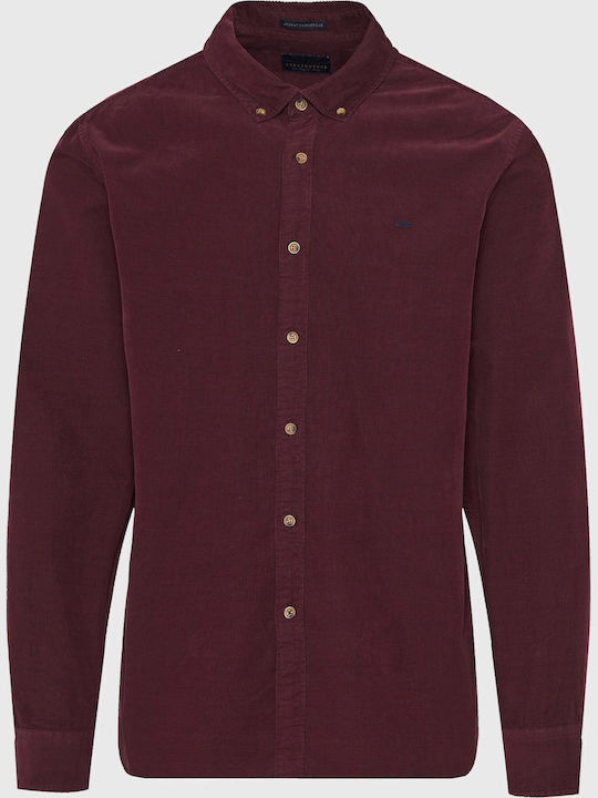 Long-sleeved Corduroy Shirt Burgundy