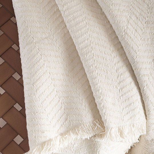Rythmos Yard Armchair Throw Two Sides Chenille 180x160cm Ecru