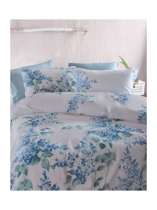 Rythmos Bettbezug-Set Baumwolle Übergröße mit 2 Kissenbezügen 220x250 Eve Blue