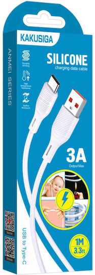 Kakusiga Редовна USB 2.0 Кабел USB-C мъжки - USB-A мъжки 15W Бял 1м (KSC-953-C-WH-100)