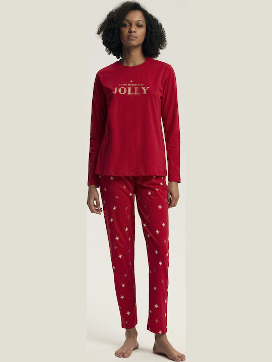 Henderson Winter Damen Pyjama-Set Rot