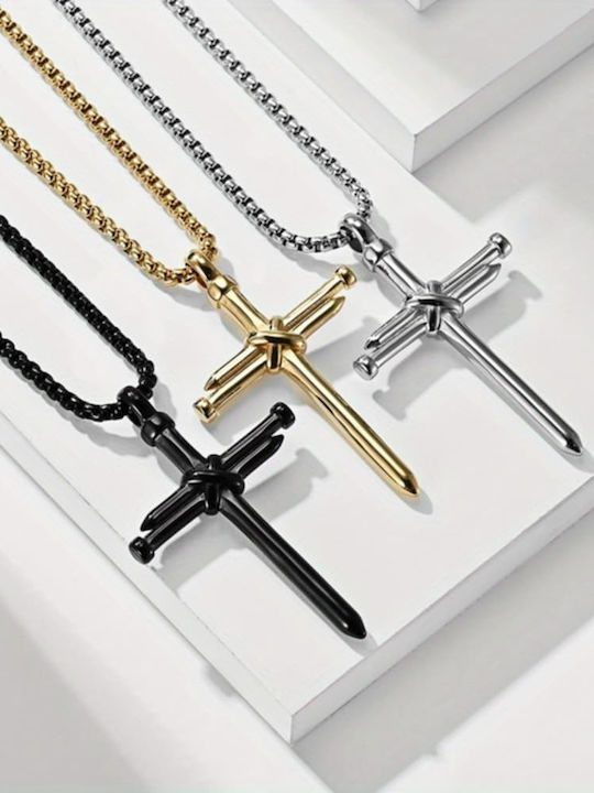 Ασημένιος Σταυρός Κολίε Καρφιά Silver Cross Necklace Made Nails Molfs Ασημένιος Σταυρός Κολίε Καρφιά Silver Cross Necklace Made Nails Molfs