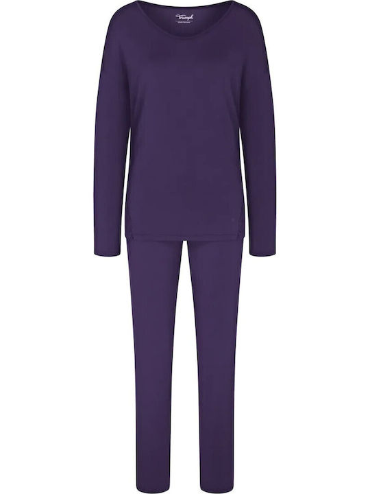 Triumph Χειμερινό Γυναικείο Σετ Πιτζάμας Purple Timeless Sensuality Pk Lsl