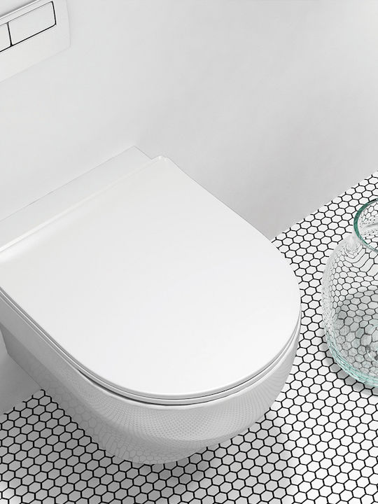 Orabella Clear Rimless Wall-Mounted Toilet Безръбрен с Стройна Капак Софт Клоуз White