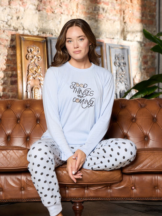 Modalove Set Pijamale pentru Femei Light Blue