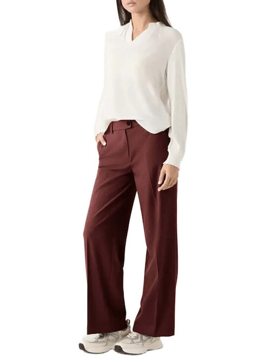 Women's Fabric Trousers Straight Line Bordeaux