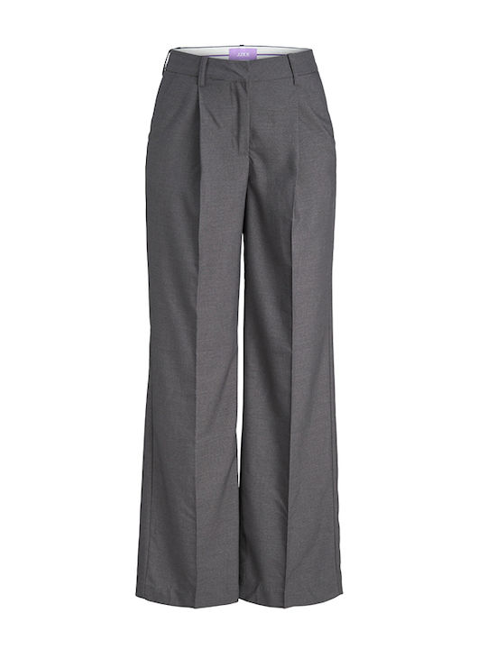 Women's High-waisted Fabric Trousers in Wide Line Anthracite