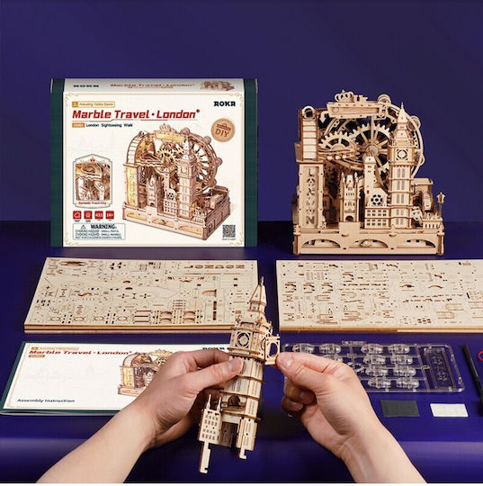 Rokr Construction Toy Wooden Robotime Marble Travel London with Lighting for Children 14+ Years