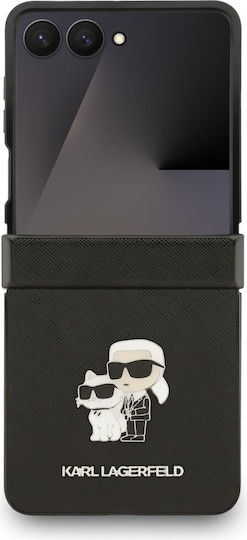 Karl Lagerfeld Saffiano Karl&choupette Pin Umschlag Rückseite Silikon / Kunststoff / Leder Schwarz (Galaxy Z Flip7)