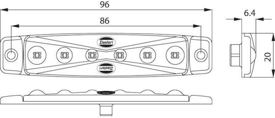 Truck Volume Light 6 LED White 560-0.07 12v Dasteri