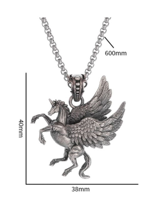 Silver Necklace Pegasus Horse Greek Mythology Molfs