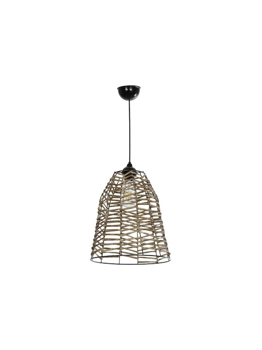 GloboStar Netz Pendant Light Beige Boho with Rope for Socket E27 30x30x38cm