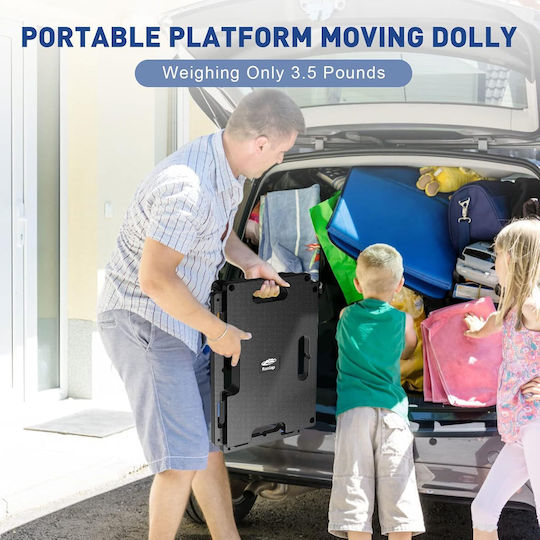 Set 4 Cărucioare Pentru Transport Mobilă Platformă De Transport Pe Roți Sistem Modular De Îmbinare Capacitate Totală Până La 800 Kg 8 Corzi Elastice Negre