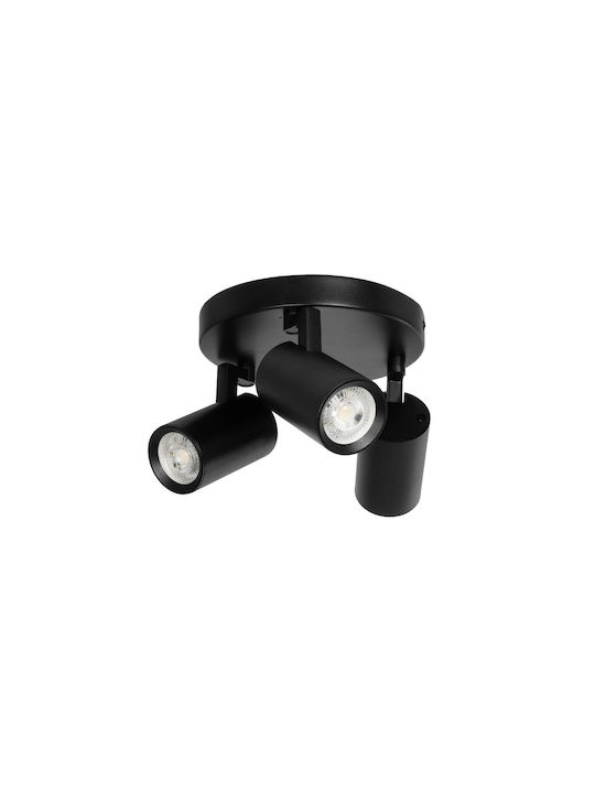 kelvo Triple Spot with Socket GU10 in Black Color