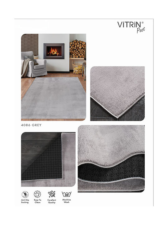 Antiderapant Covor Rectangular Din blană Grey