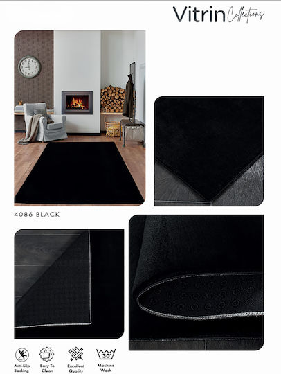 Vitrin Rutschfest Teppich Rechteckig Pelzige Black