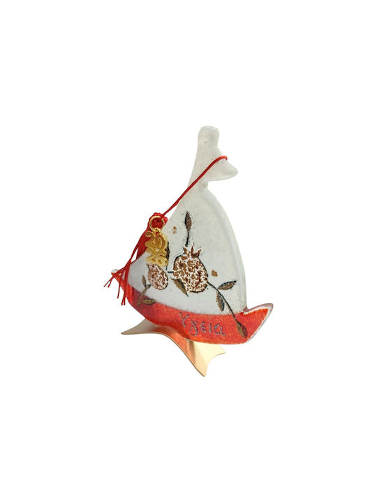 Kalliopi Silver Handmade Tabletop Lucky Charm Boat White made of Glass 2026 10x12cm 1pcs