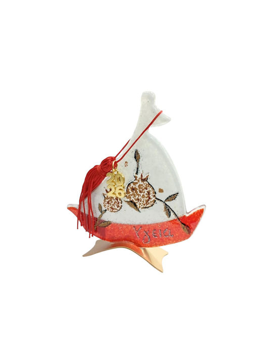 Kalliopi Silver Handmade Tabletop Lucky Charm Boat White made of Glass 2026 10x12cm 1pcs