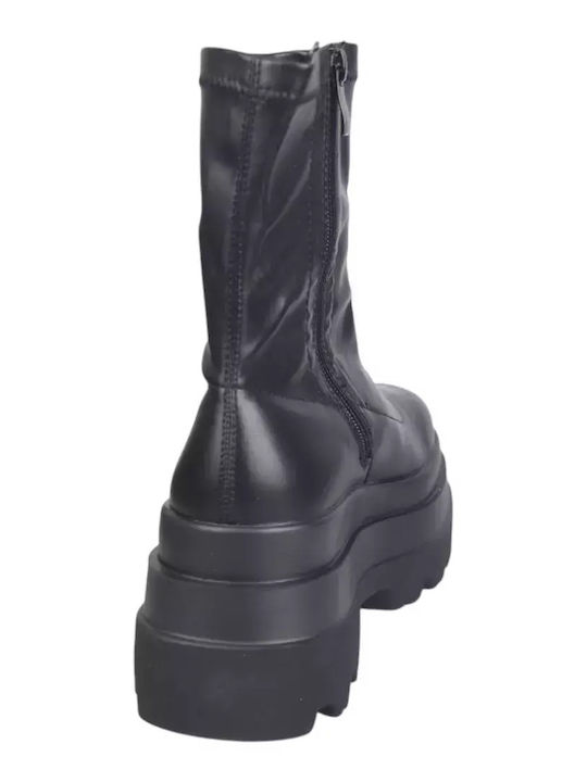 Stiefeletten Damen mit Plattform Schwarz