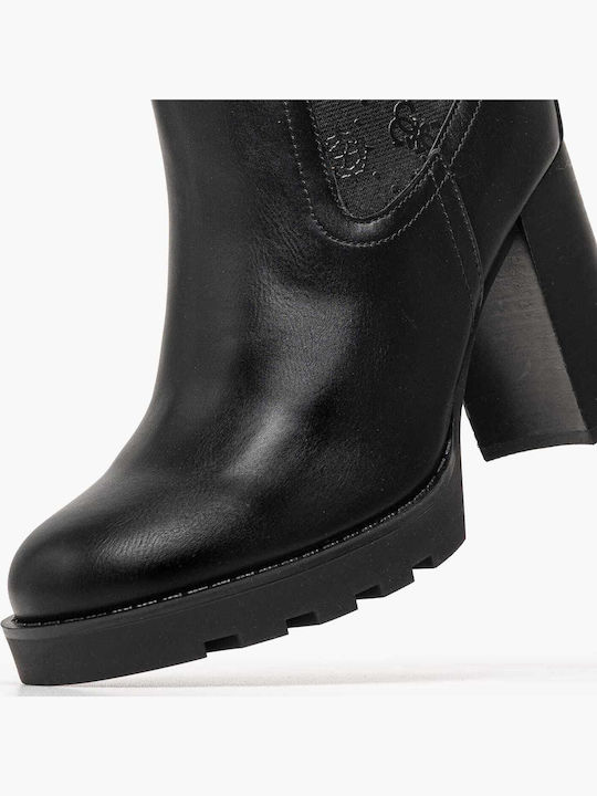 Nealle Damen Chelsea Stiefeletten mit Hohem Absatz Schwarz