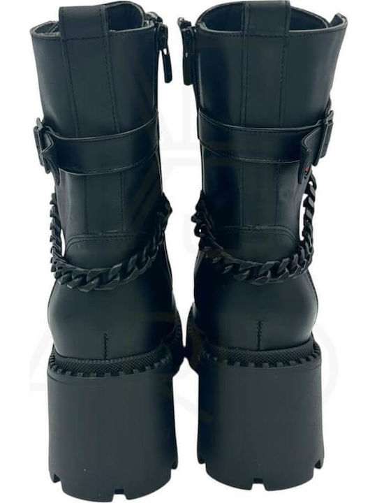 Leder Stiefeletten Damen Schwarz