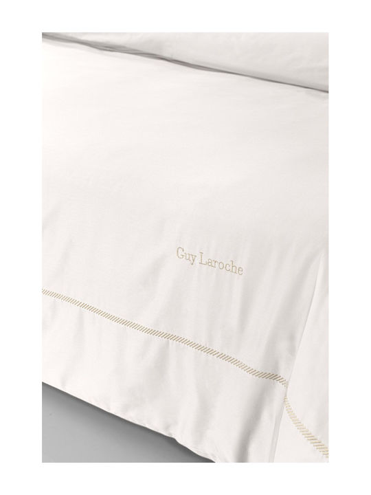 Guy Laroche Set Duvet Cover Cotton Satin 240x250cm Super King with 2 Pillowcases Elite Ivory-Beige
