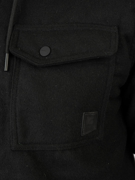 Langärmeliges Denim Overshirt Schwarz