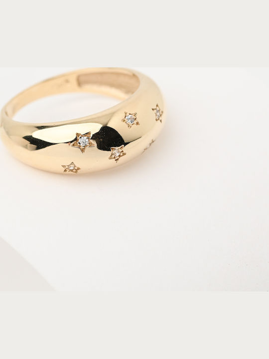 Lunaorocreations 14 Carat Gold Star Dome Ring