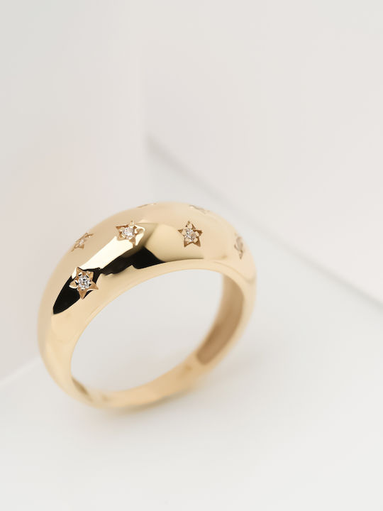 Lunaorocreations 14 Carat Gold Star Dome Ring