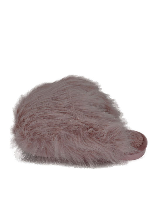 Winter Women's Slippers with Fur Pink