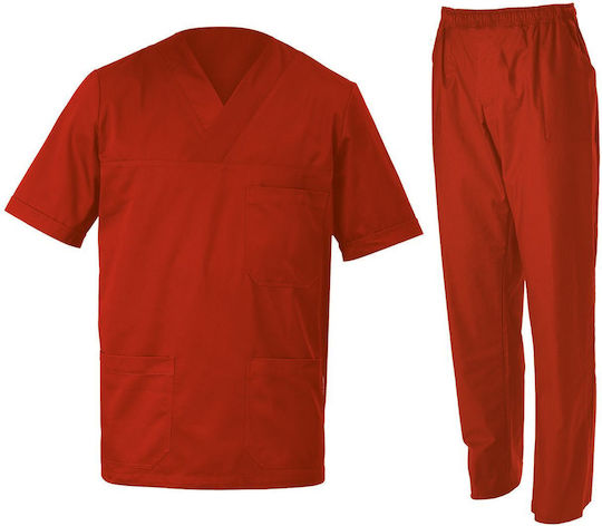 Be Unique M3 Unisex Hose & Bluse Set Rot aus Baumwolle und Polyester