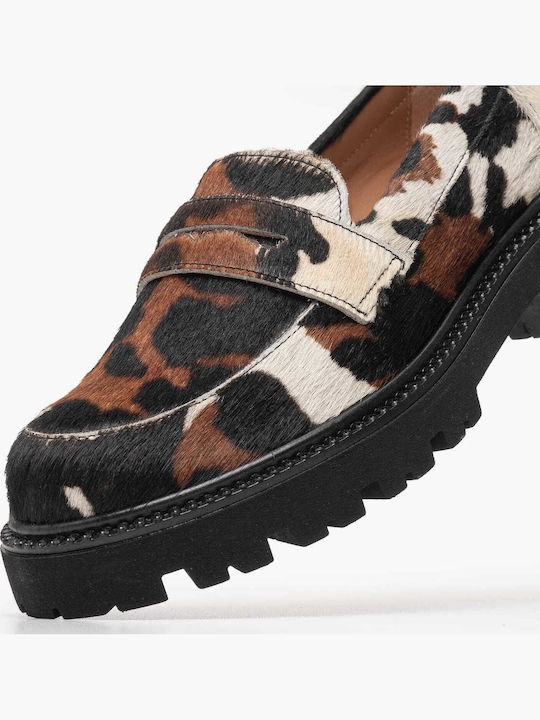 Kalogirou Leather Women's Loafers in Tabac Brown Color